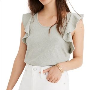 Madewell Ruffle Sleeve Tank Green Medium